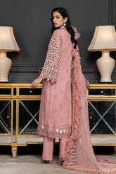 JANIQUE LUXURY CHIFFON UNSTITCHED SUIT D-011 Peachy Elegance